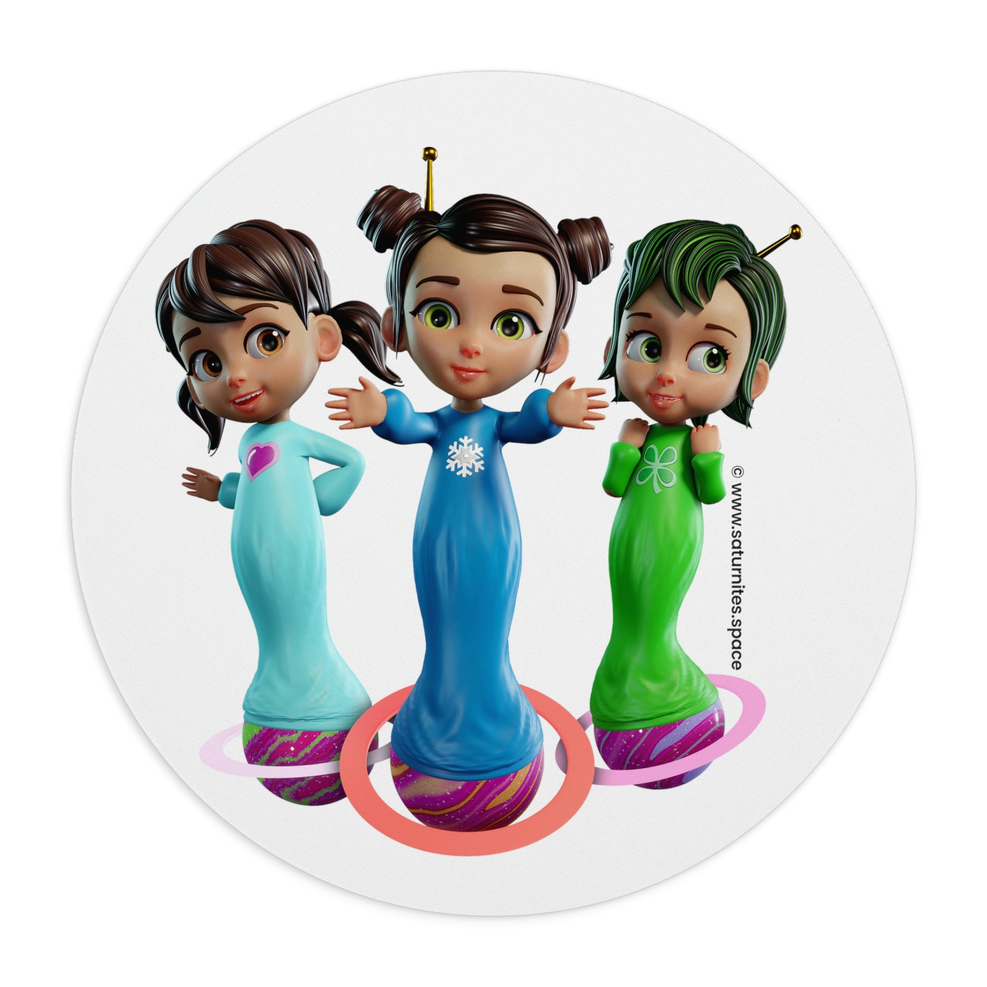 Saturnites Girls Mouse Pad (White) - Nysa, Phoebe, Rhea