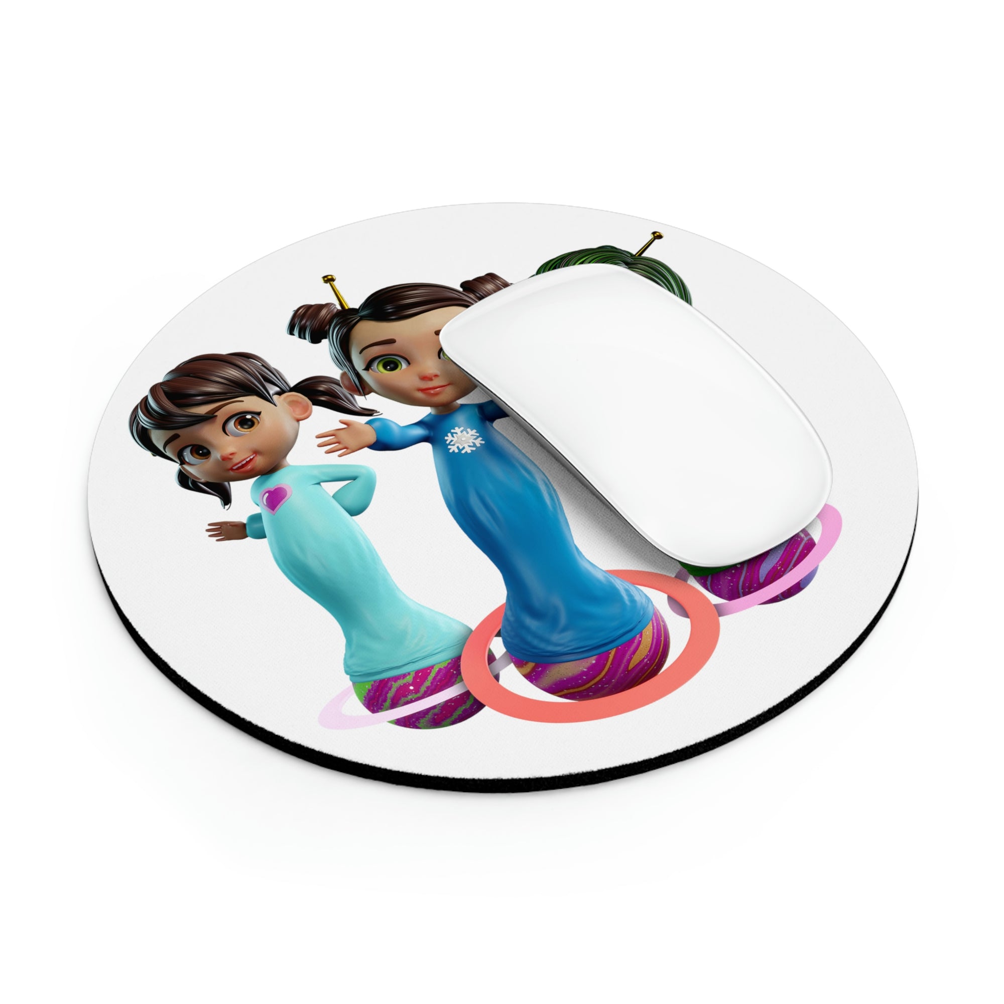 Saturnites Girls Mouse Pad (White) - Nysa, Phoebe, Rhea
