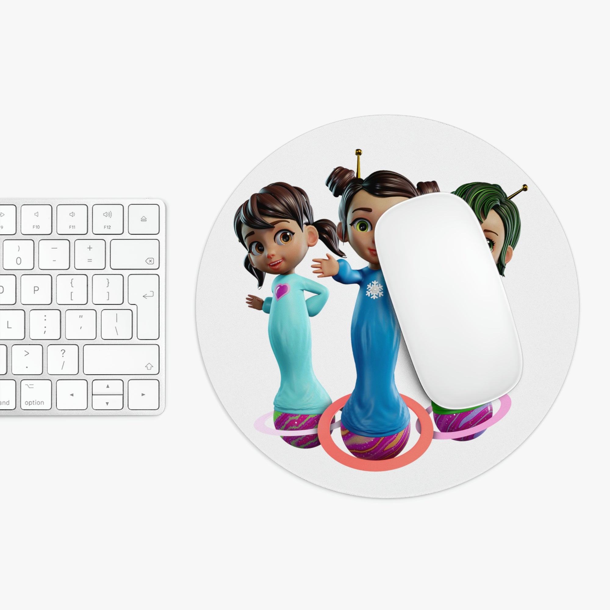 Saturnites Girls Mouse Pad (White) - Nysa, Phoebe, Rhea